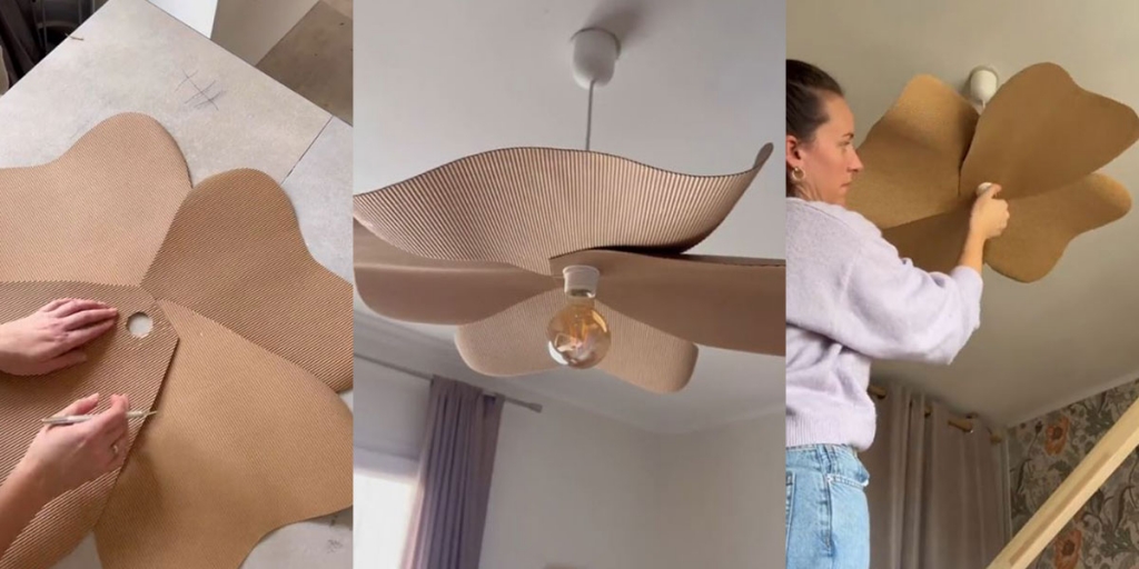 Modern DIY lámpaernyő csomagolópapírból: látványos dekoráció albérletbe is!